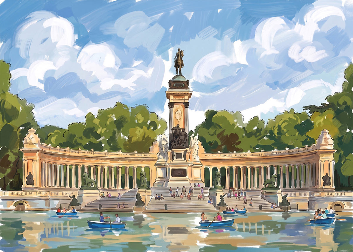 Cuadro Estanque del Retiro - Gouache