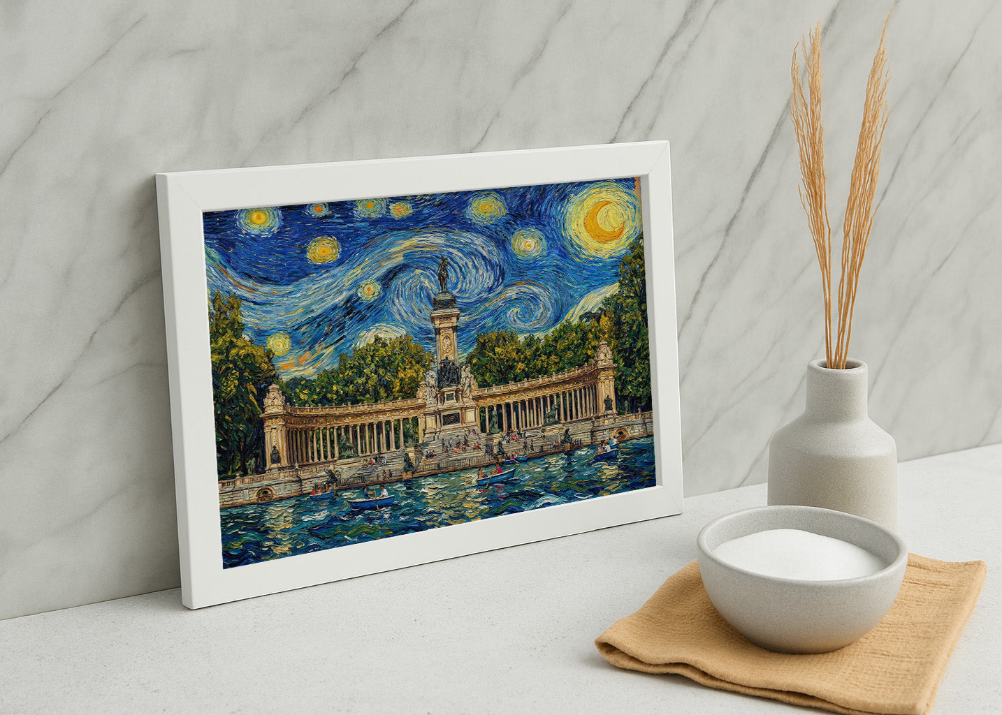 Cuadro Estanque del Retiro - Noche Estrella