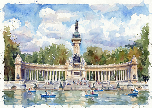 Cuadro Estanque del Retiro estilo Acuarela