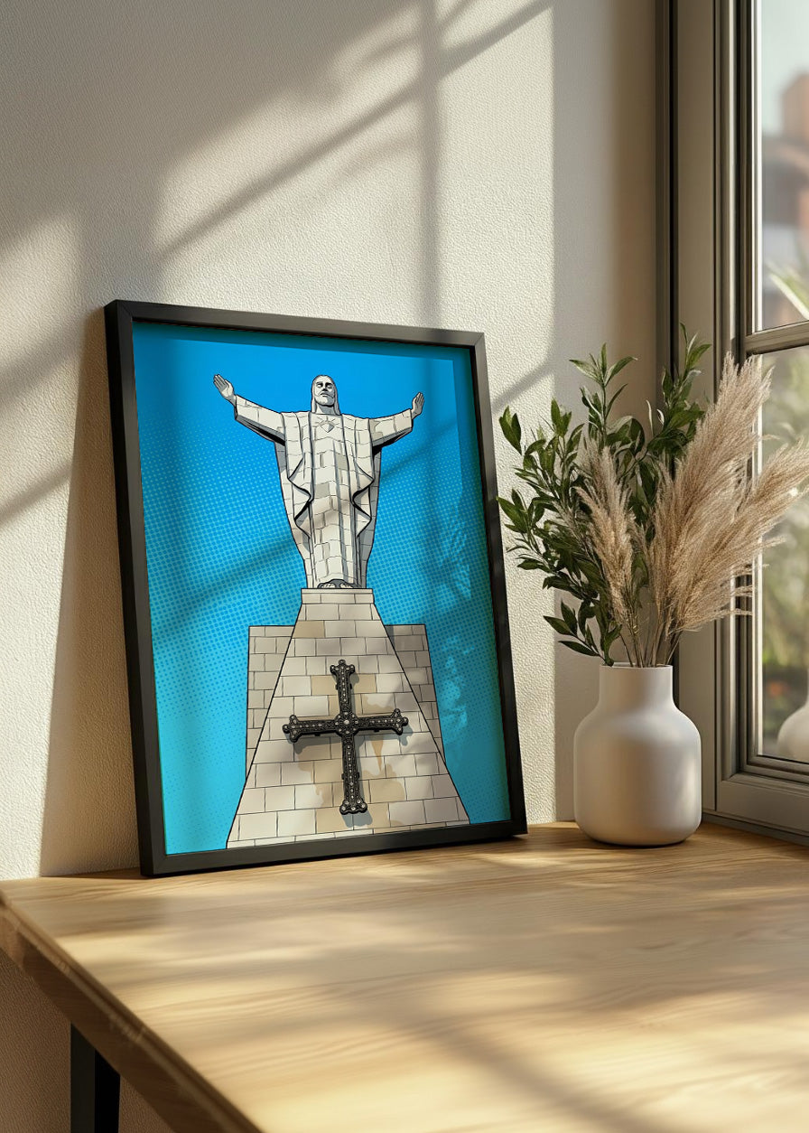 Cuadro Estatua de Cristo en Oviedo - Cómic