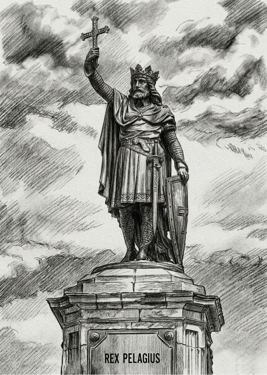 Cuadro Estatua de Pelayo Gijón estilo lápiz