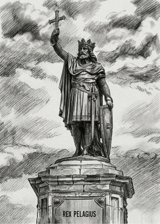 Cuadro Estatua de Pelayo Gijón estilo lápiz