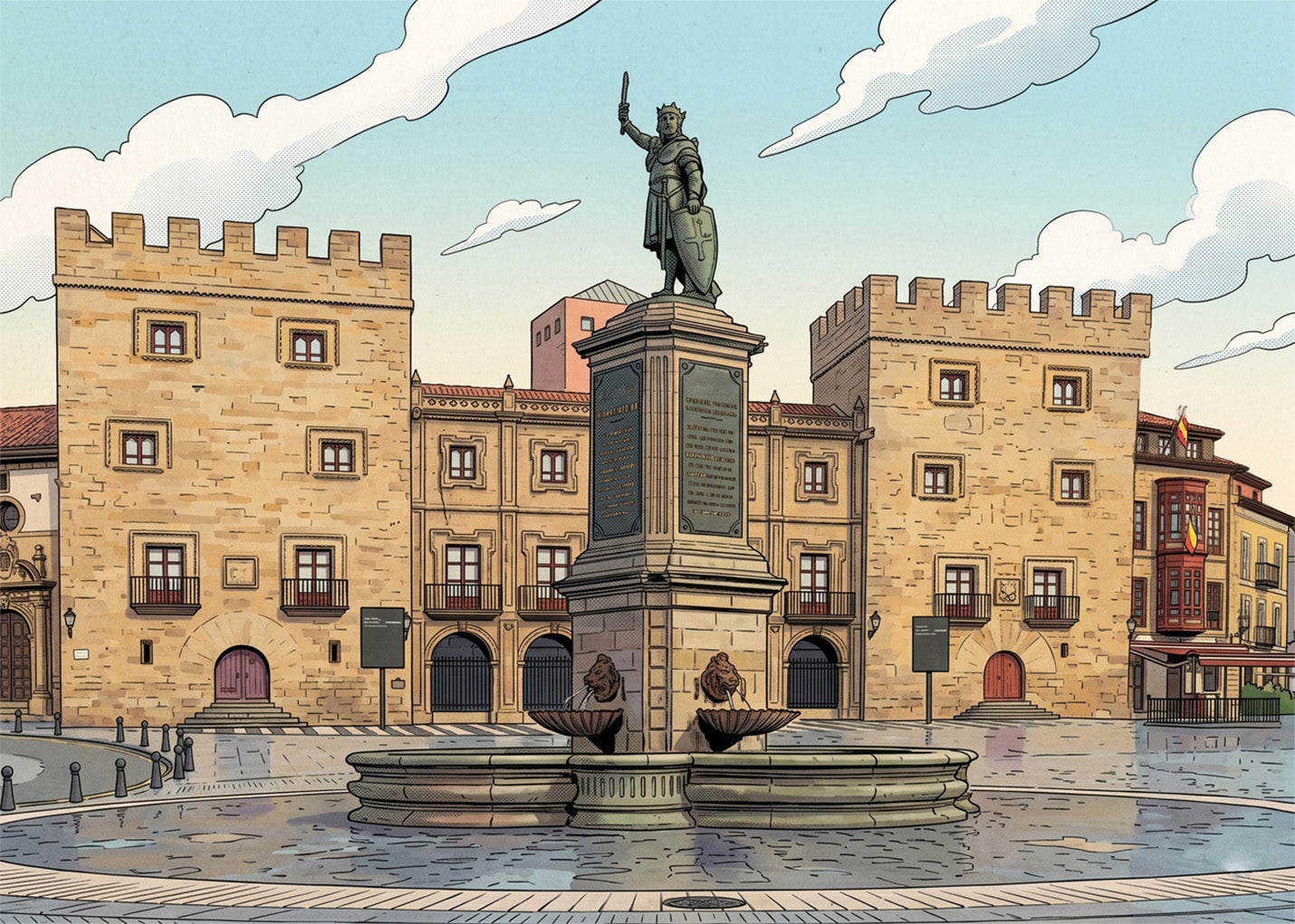 Cuadro Estatua de Pelayo y Revillagigedo - Cómic