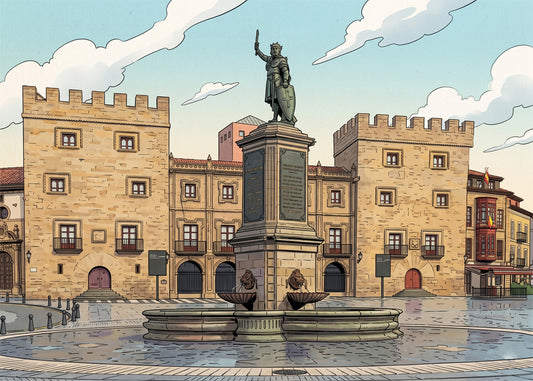Cuadro Estatua de Pelayo y Revillagigedo - Cómic