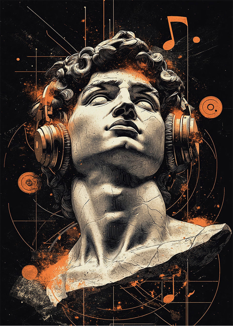 Cuadro ​Estatua griega escuchando música