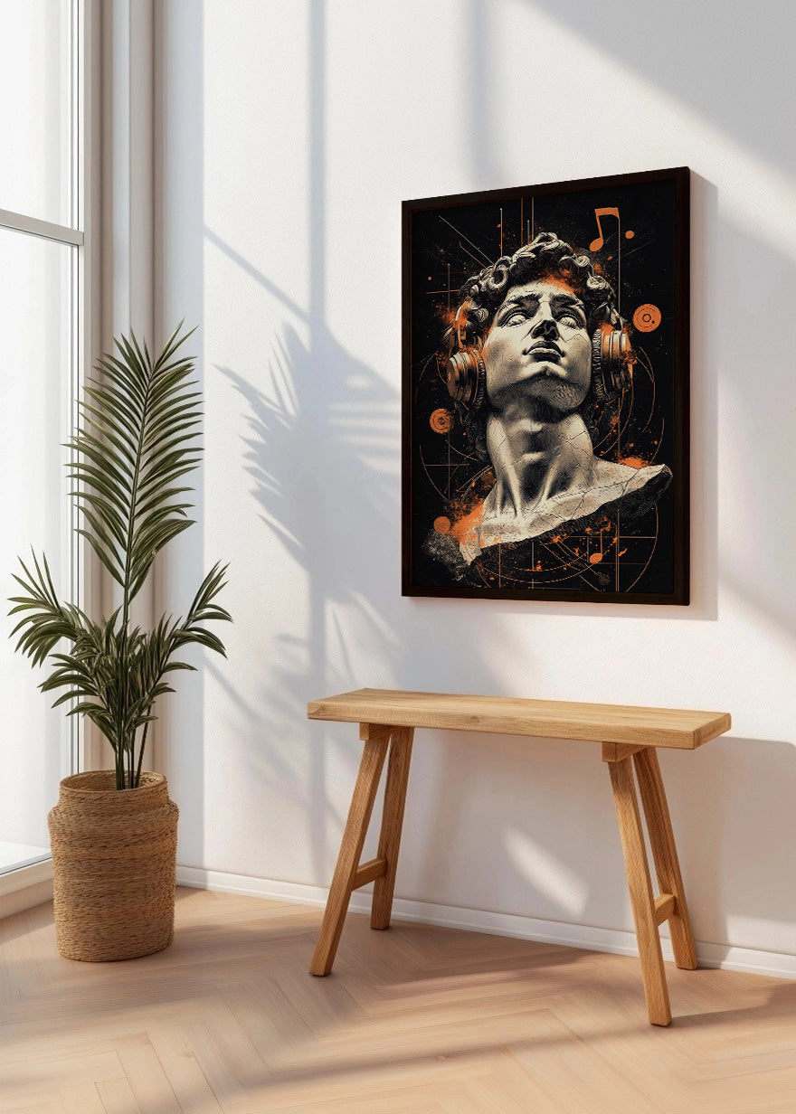 Cuadro ​Estatua griega escuchando música
