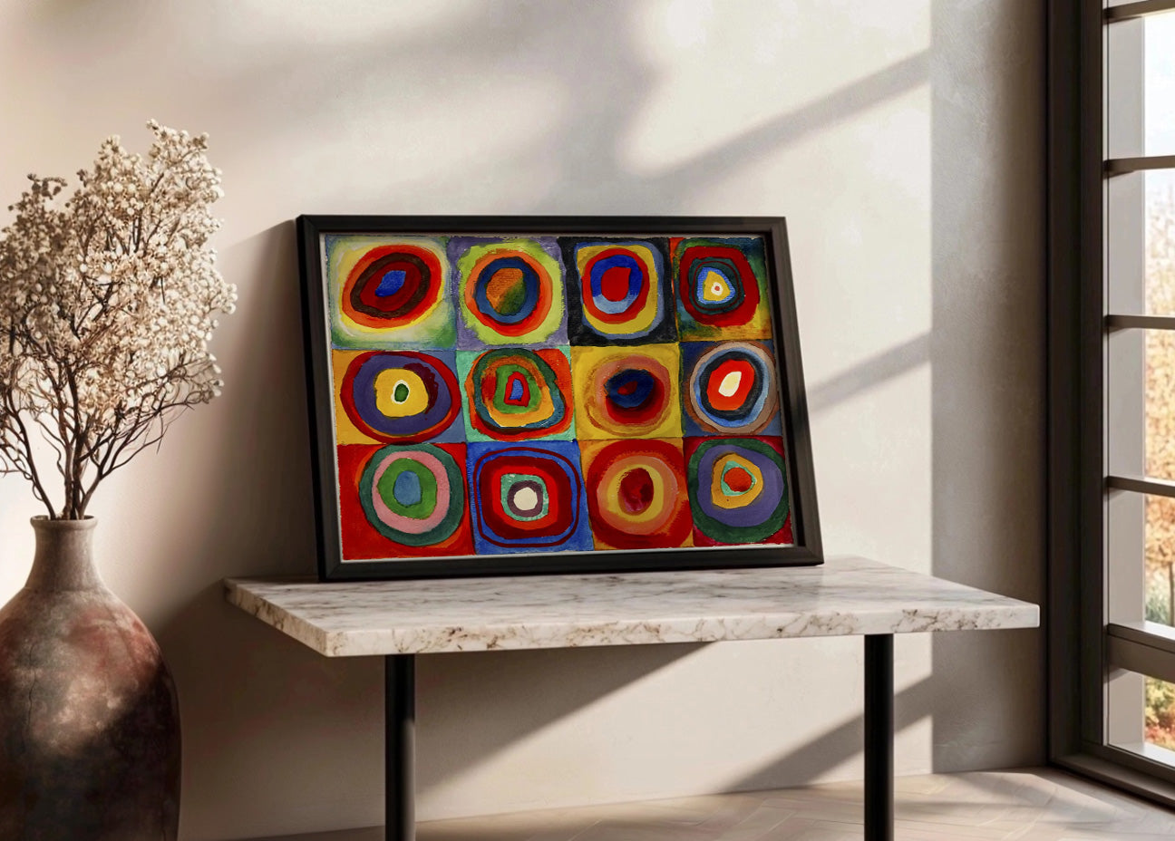 Cuadro Estudio de Color - cuadrados con circulos concentricos (Kandinsky)
