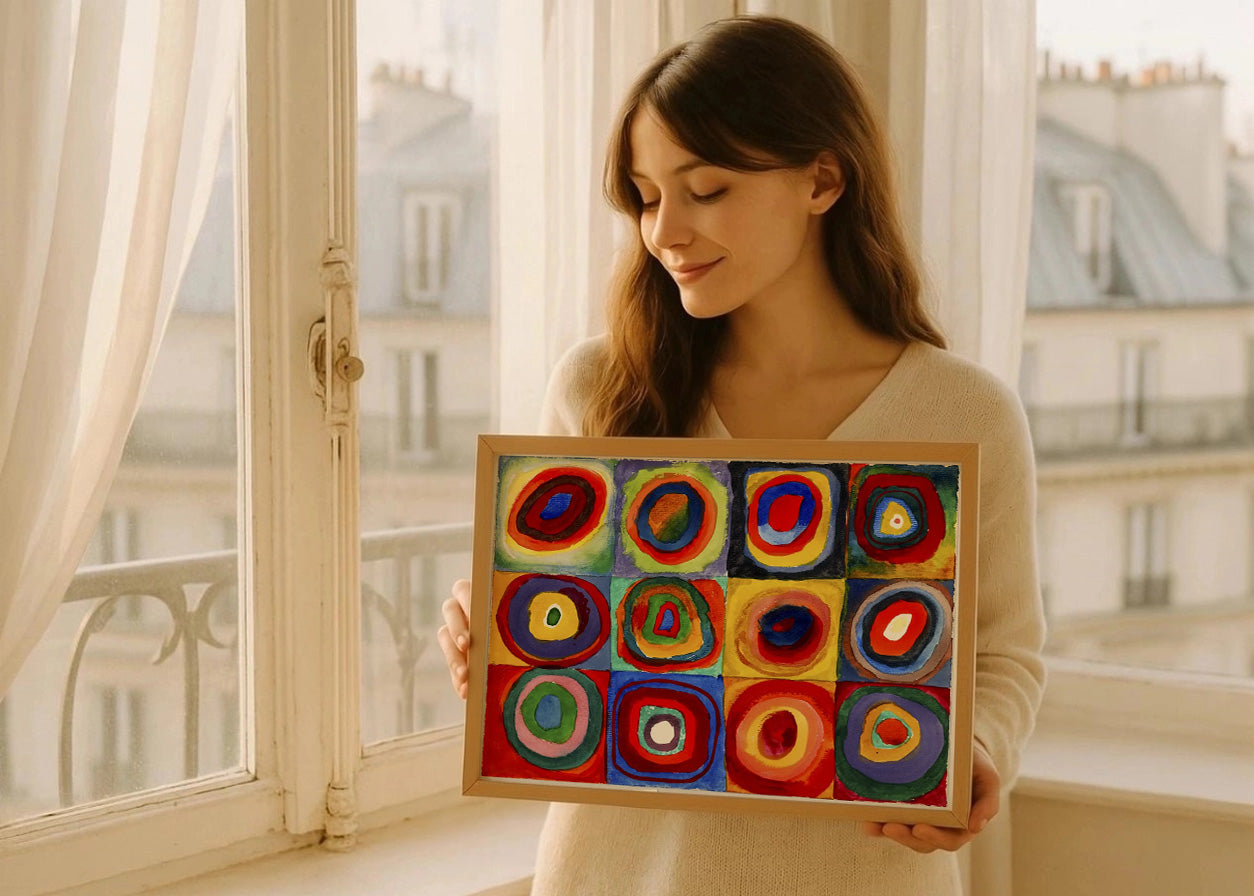 Cuadro Estudio de Color - cuadrados con circulos concentricos (Kandinsky)