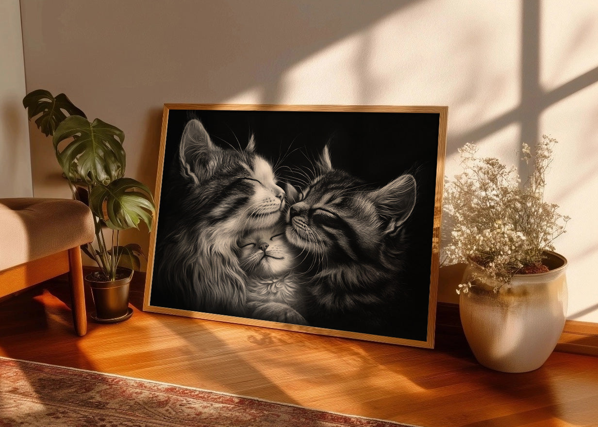 Cuadro ​Familia de gatos persas