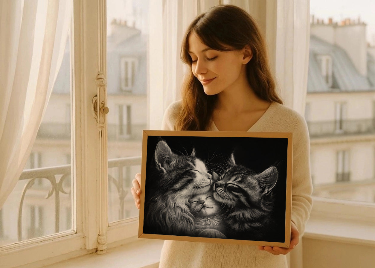 Cuadro ​Familia de gatos persas