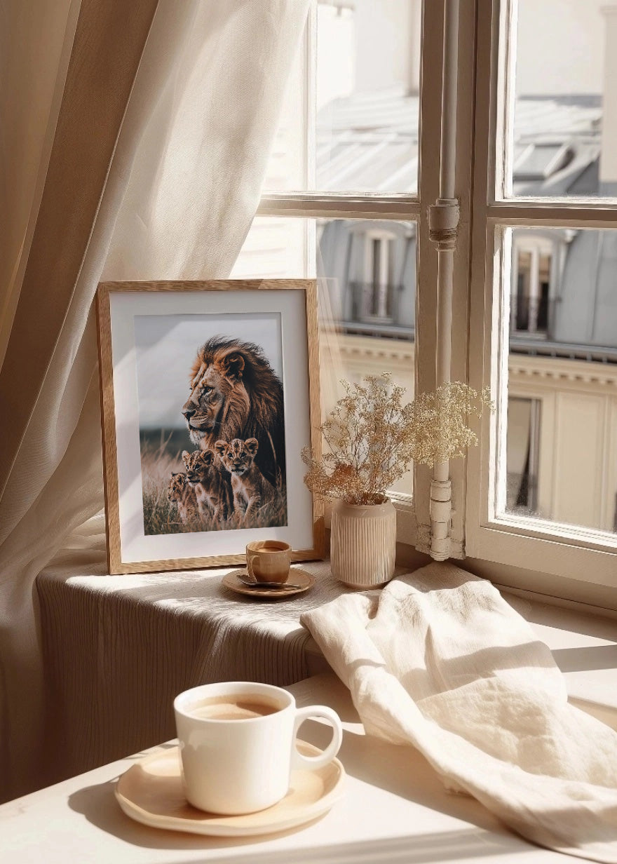 Cuadro ​Familia de leones a color