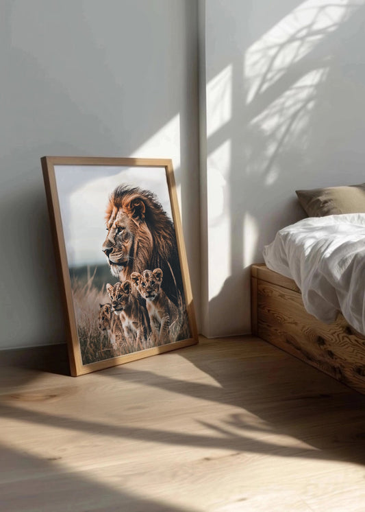 Cuadro ​Familia de leones a color