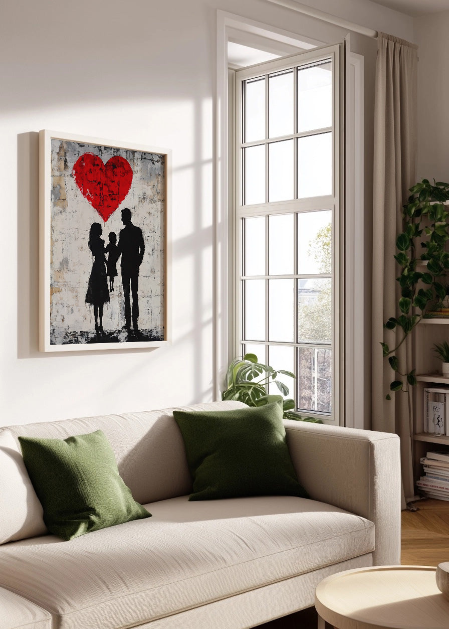 Cuadro ​Familia feliz estilo Banksy