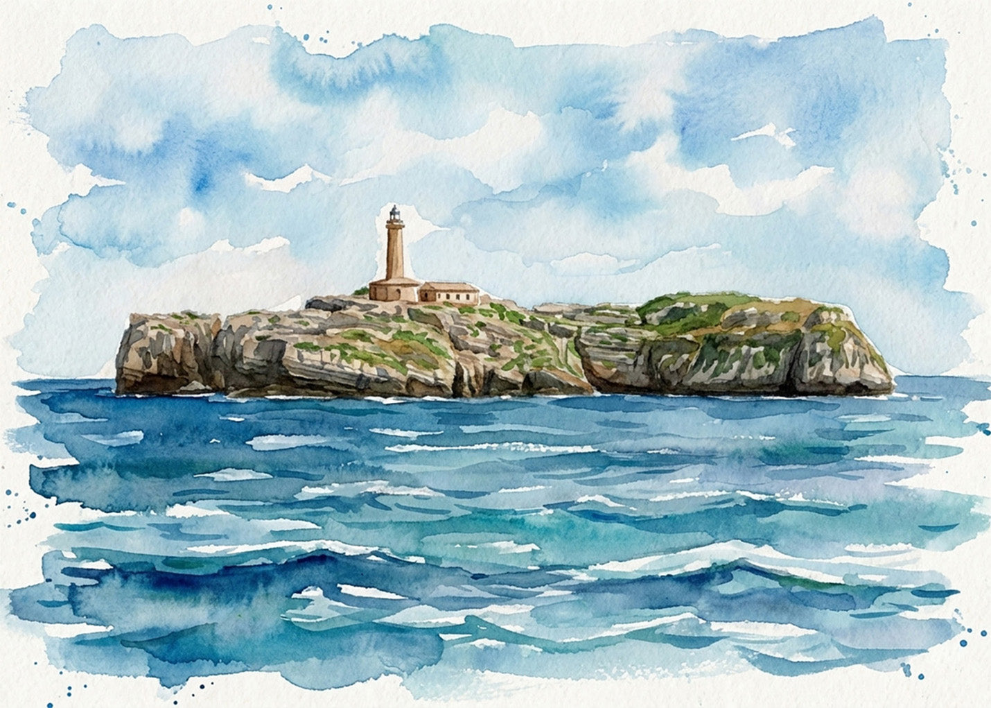 Cuadro Faro de Mouro - Acuarela