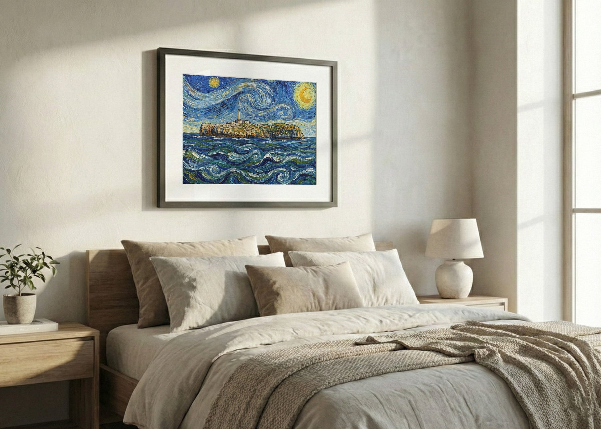 Cuadro Faro de Mouro - Noche Estrellada