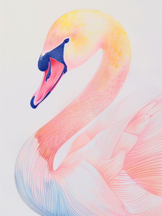 Cuadro de ​Cisne color rosa pastel - Fine Artic
