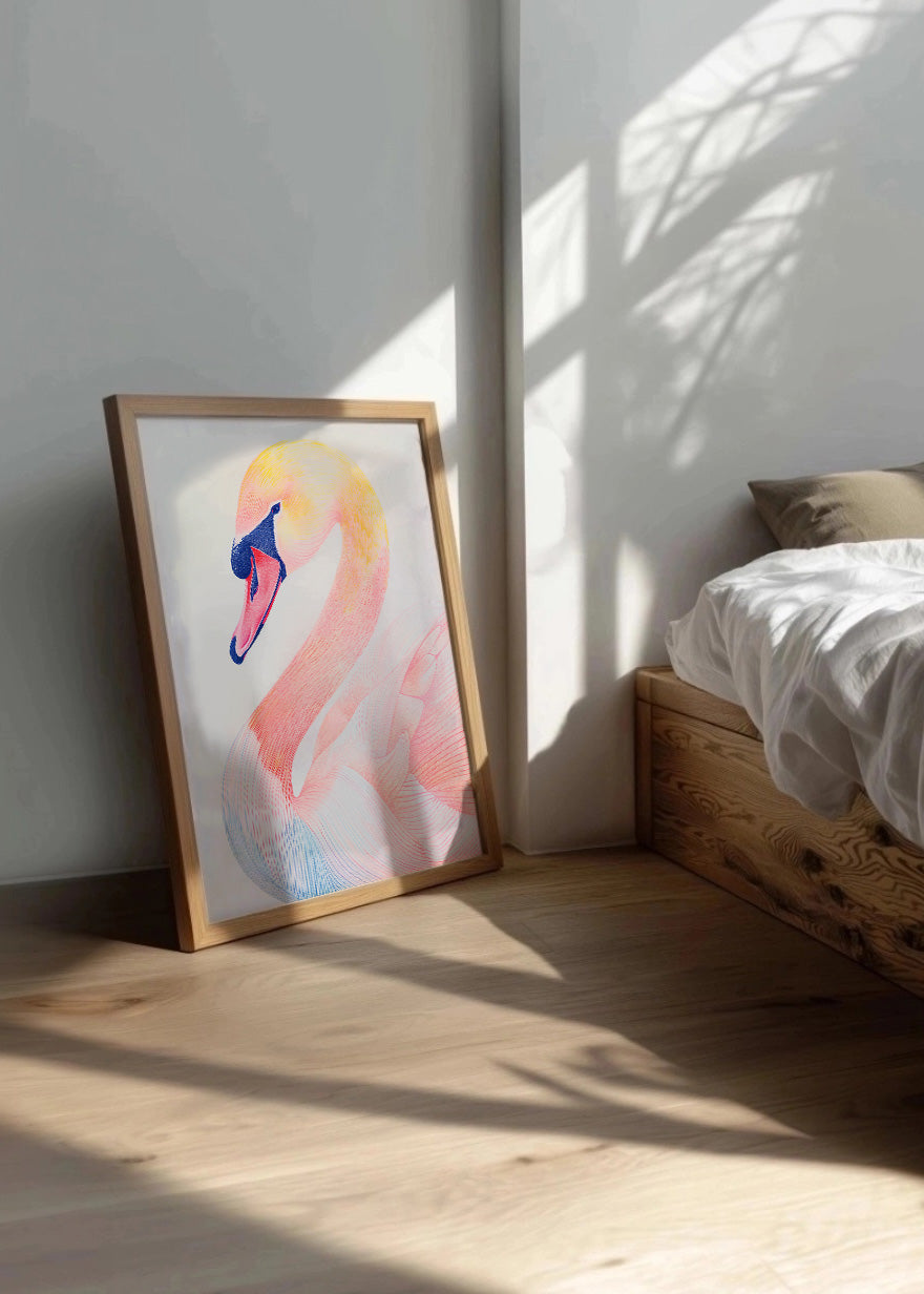Cuadro ​Cisne color rosa pastel