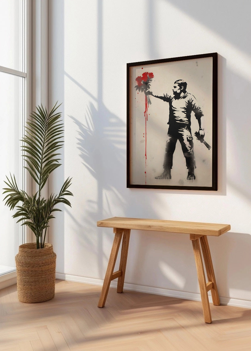 Cuadro ​Flores y pistolas (estilo Banksy)