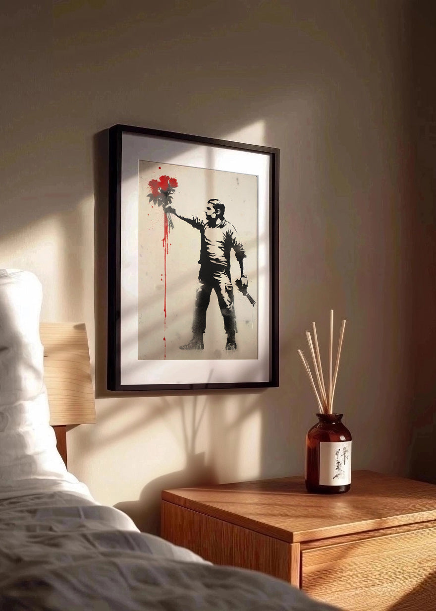 Cuadro ​Flores y pistolas (estilo Banksy)