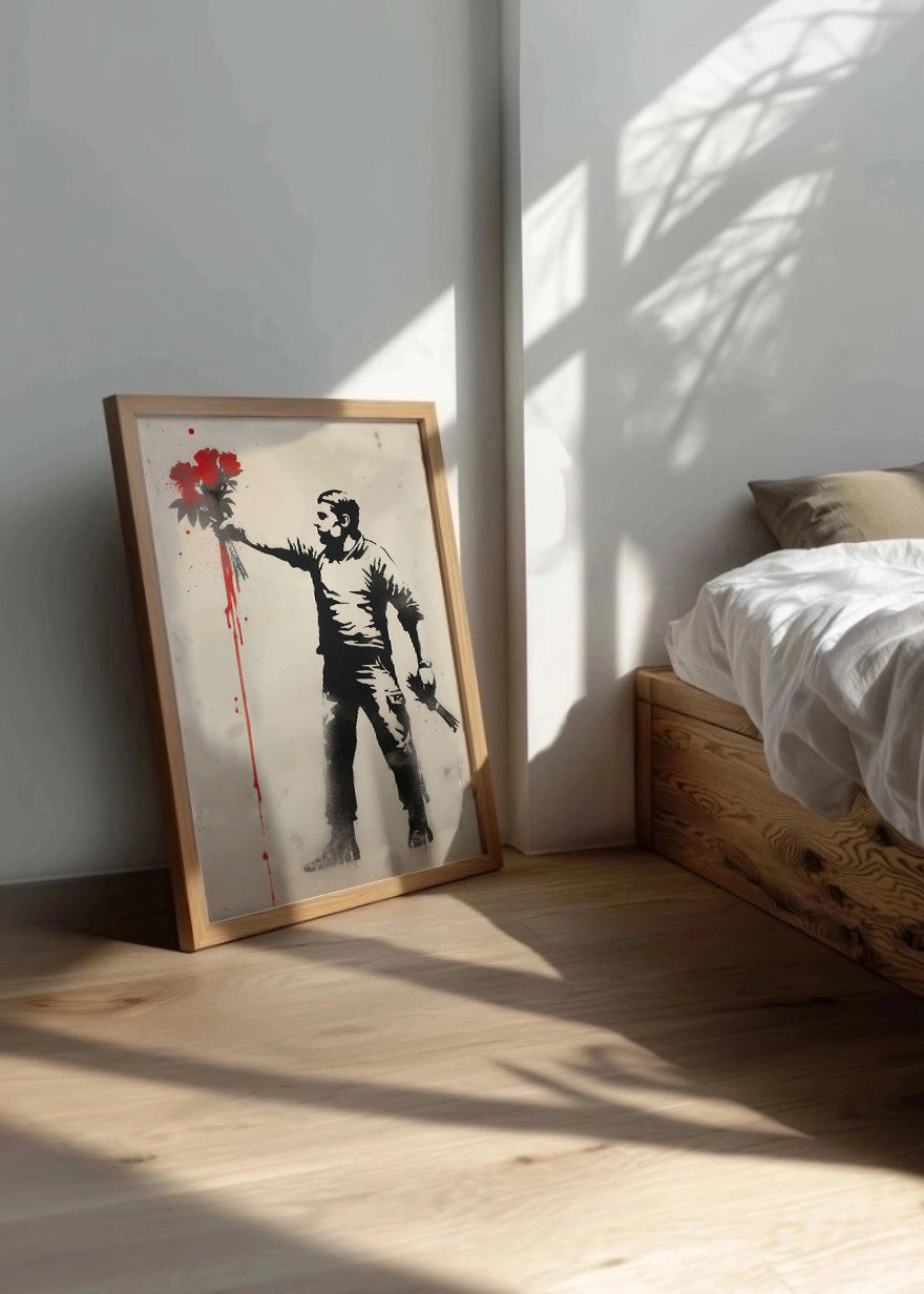 Cuadro ​Flores y pistolas (estilo Banksy)