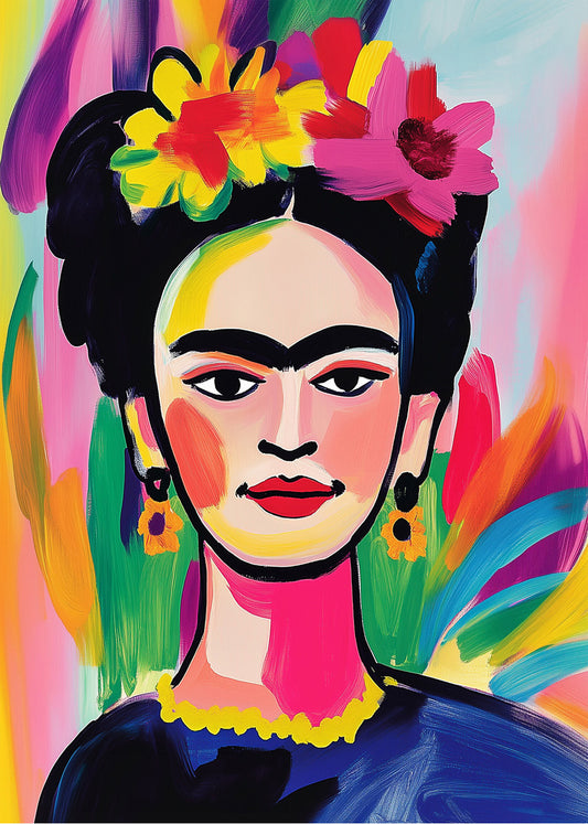 Cuadro ​Frida Khalo con colores vivos