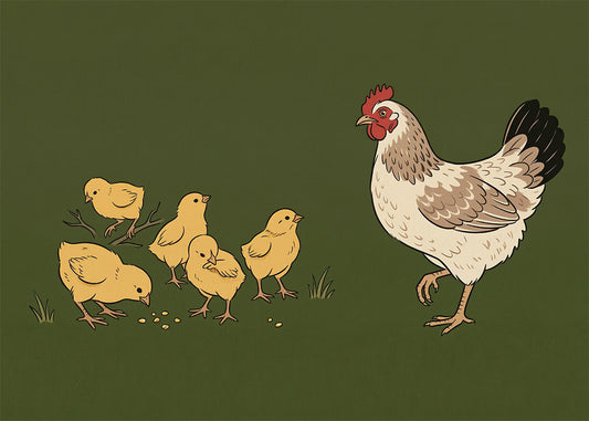 Cuadro Gallina y pollitos