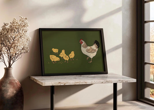 Cuadro Gallina y pollitos