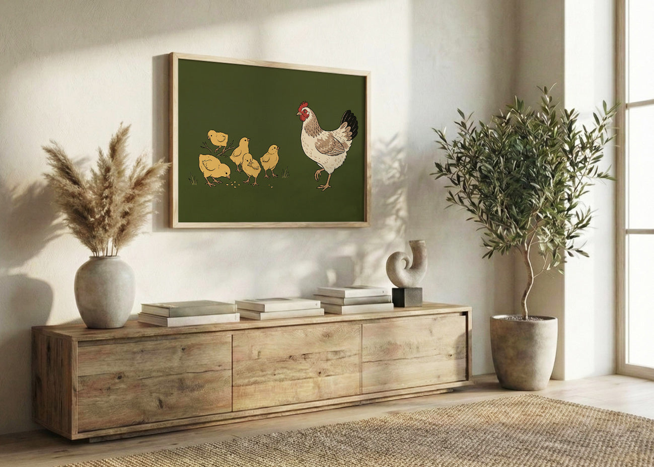 Cuadro Gallina y pollitos