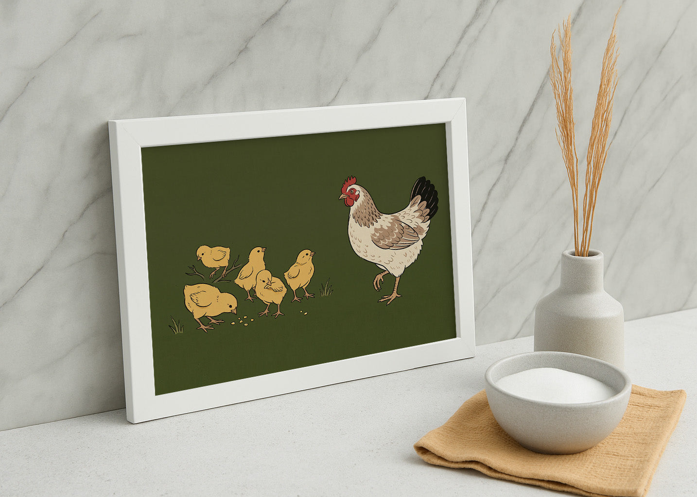 Cuadro Gallina y pollitos