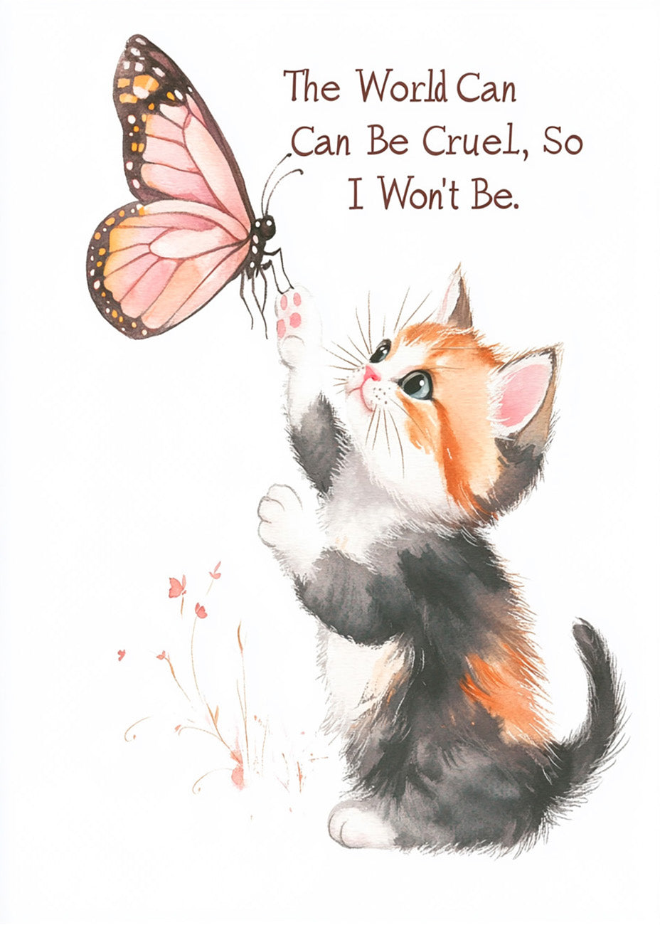 Cuadro ​Gatito con mariposa