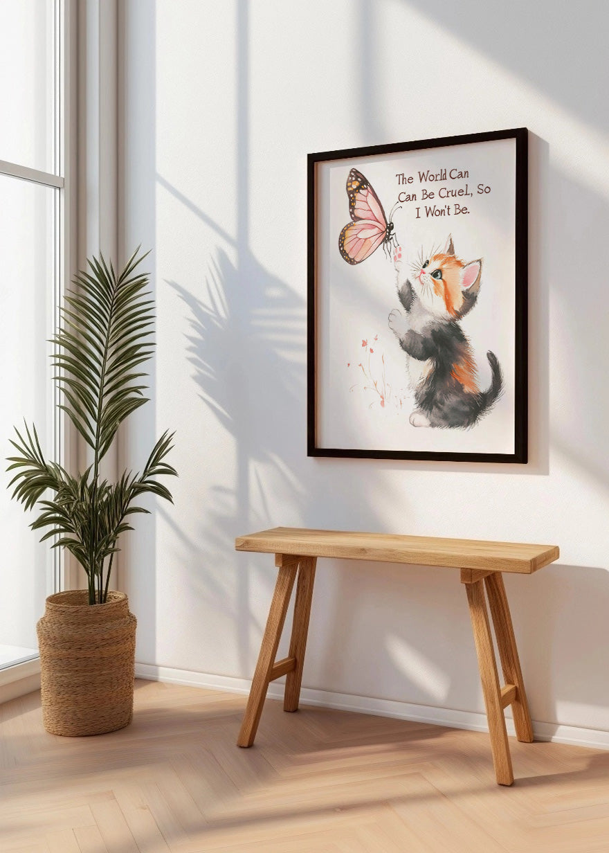 Cuadro ​Gatito con mariposa