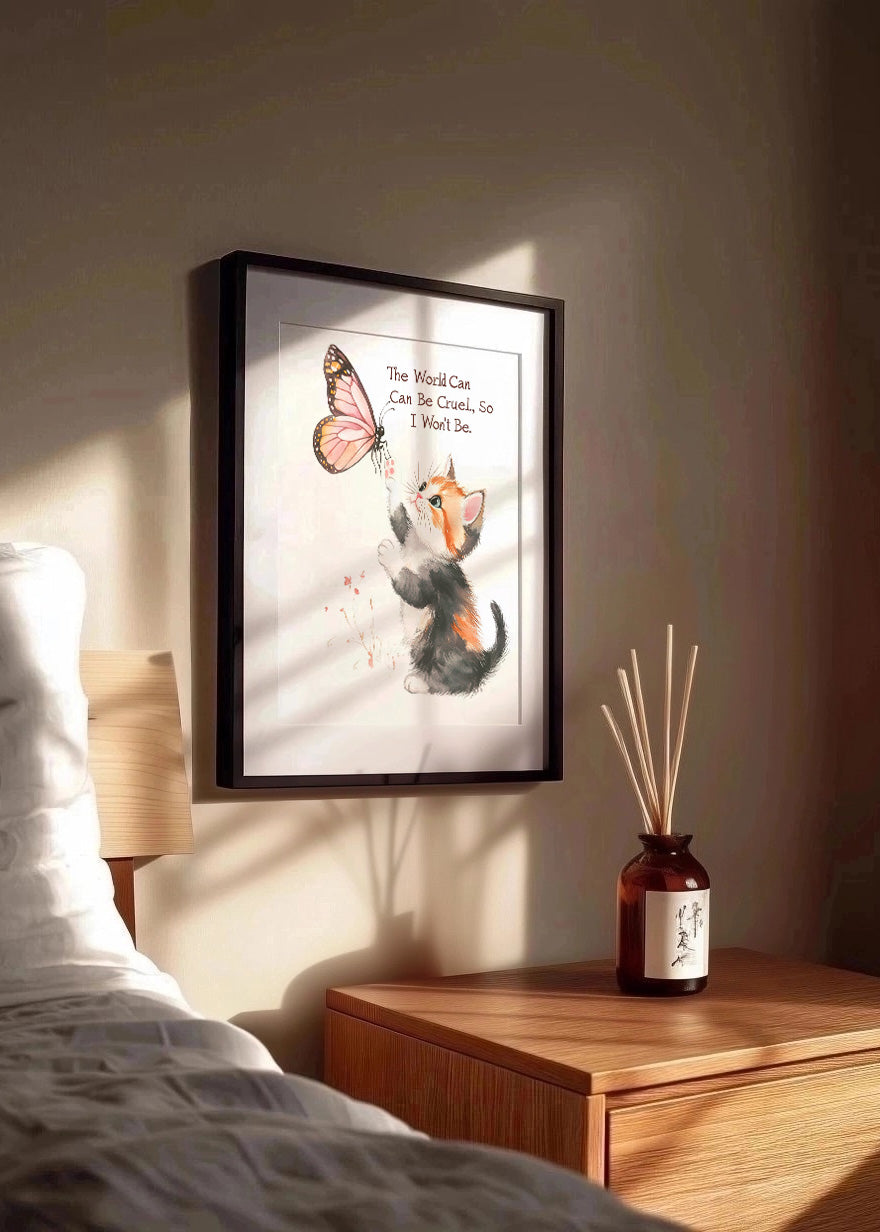Cuadro ​Gatito con mariposa