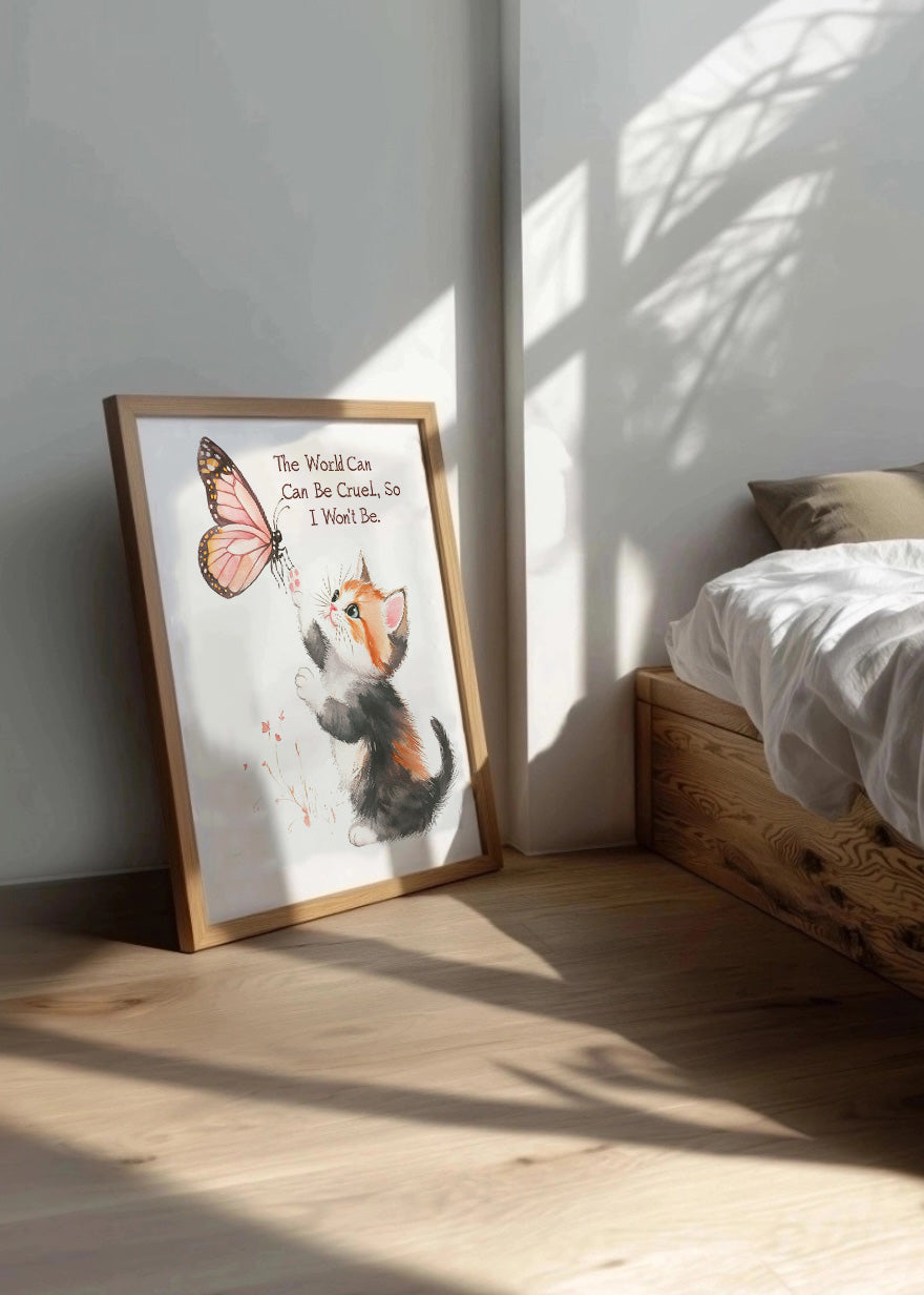 Cuadro ​Gatito con mariposa