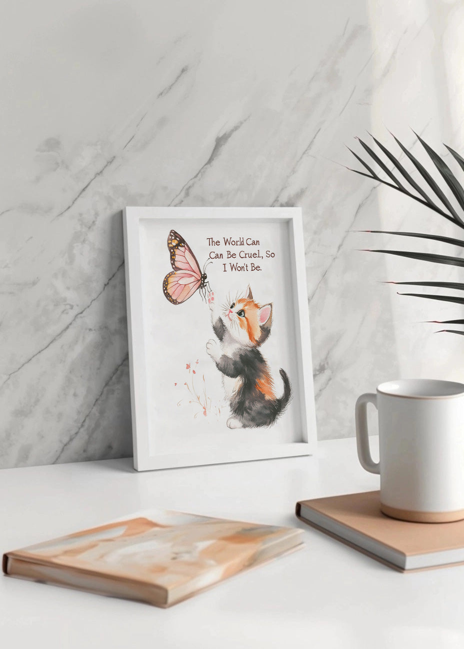 Cuadro ​Gatito con mariposa
