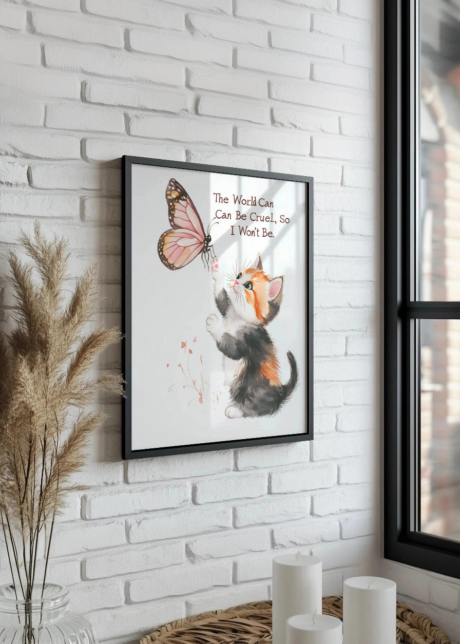 Cuadro ​Gatito con mariposa