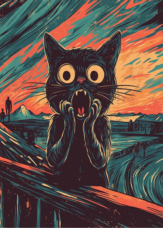 Cuadro ​Gatito estilo el grito de Munch