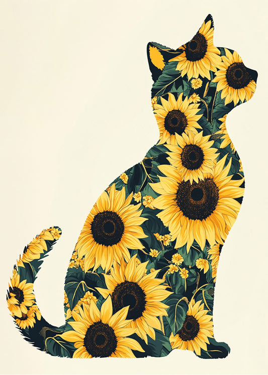 Cuadro ​Gatito hecho de girasoles