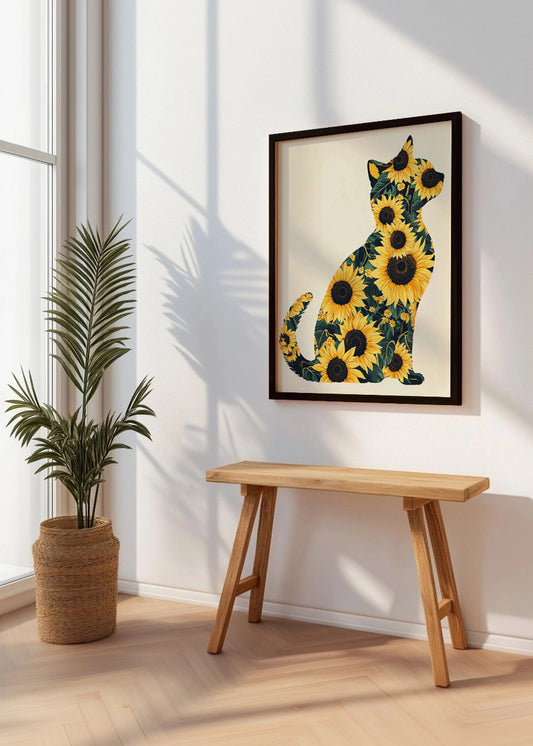 Cuadro ​Gatito hecho de girasoles