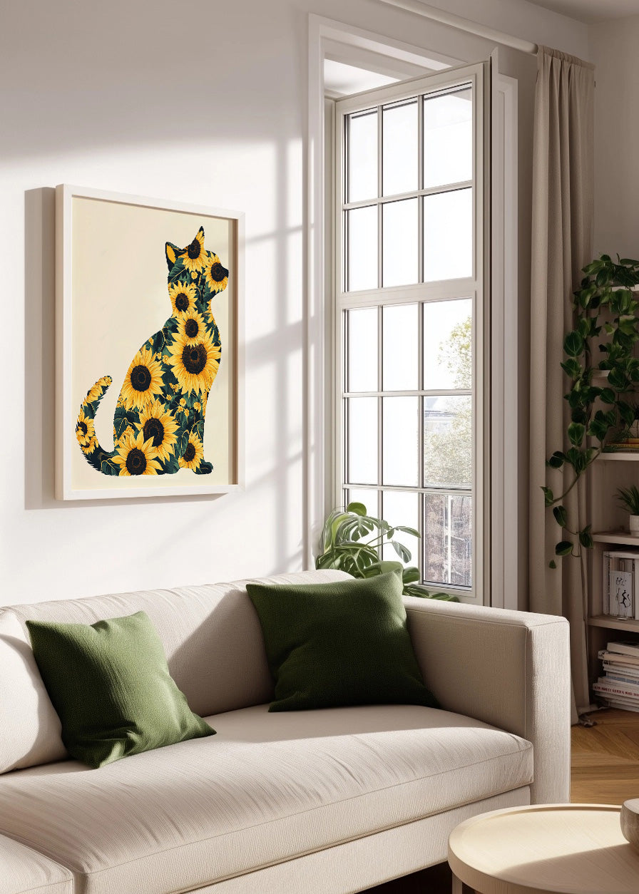 Cuadro ​Gatito hecho de girasoles