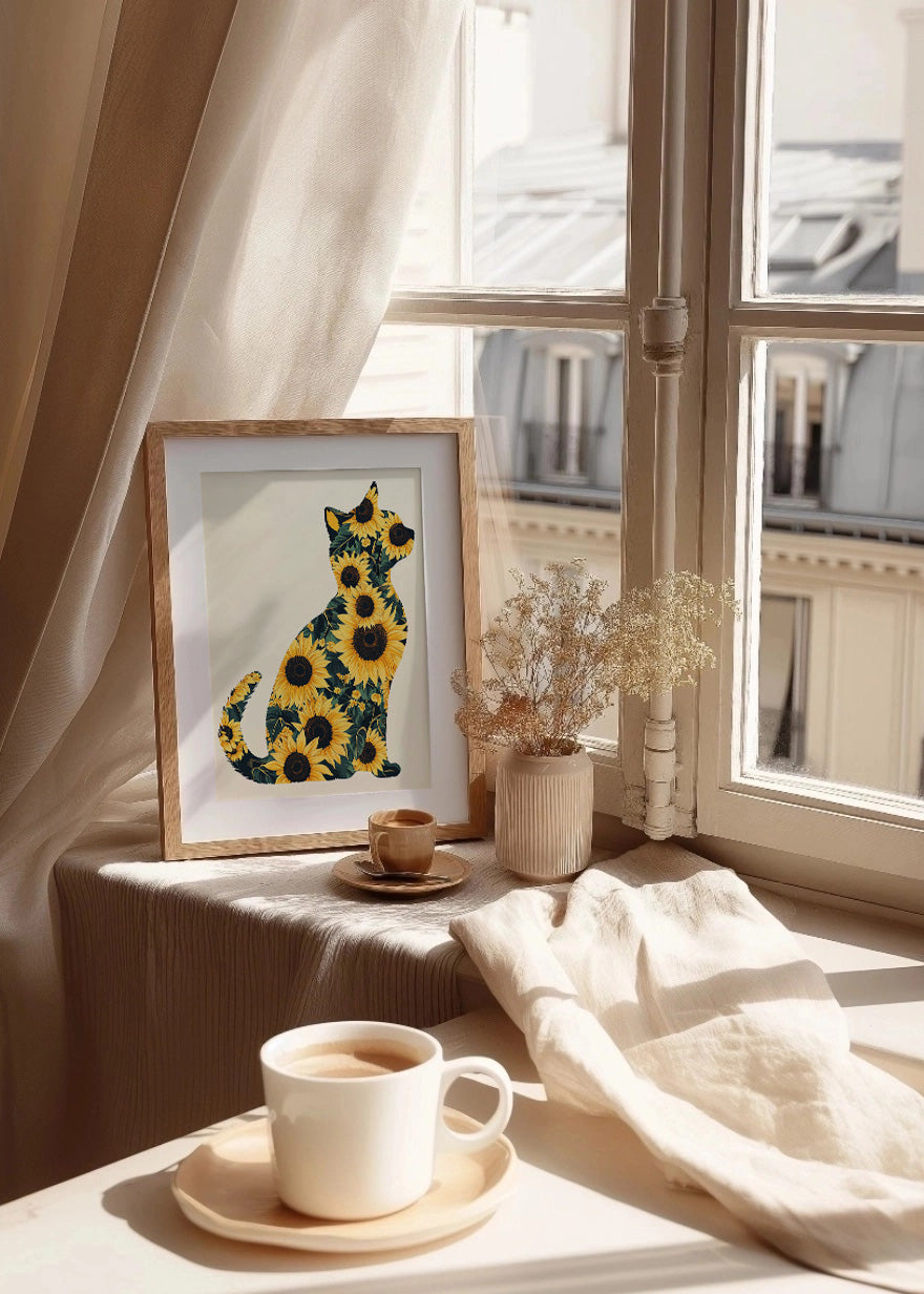 Cuadro ​Gatito hecho de girasoles