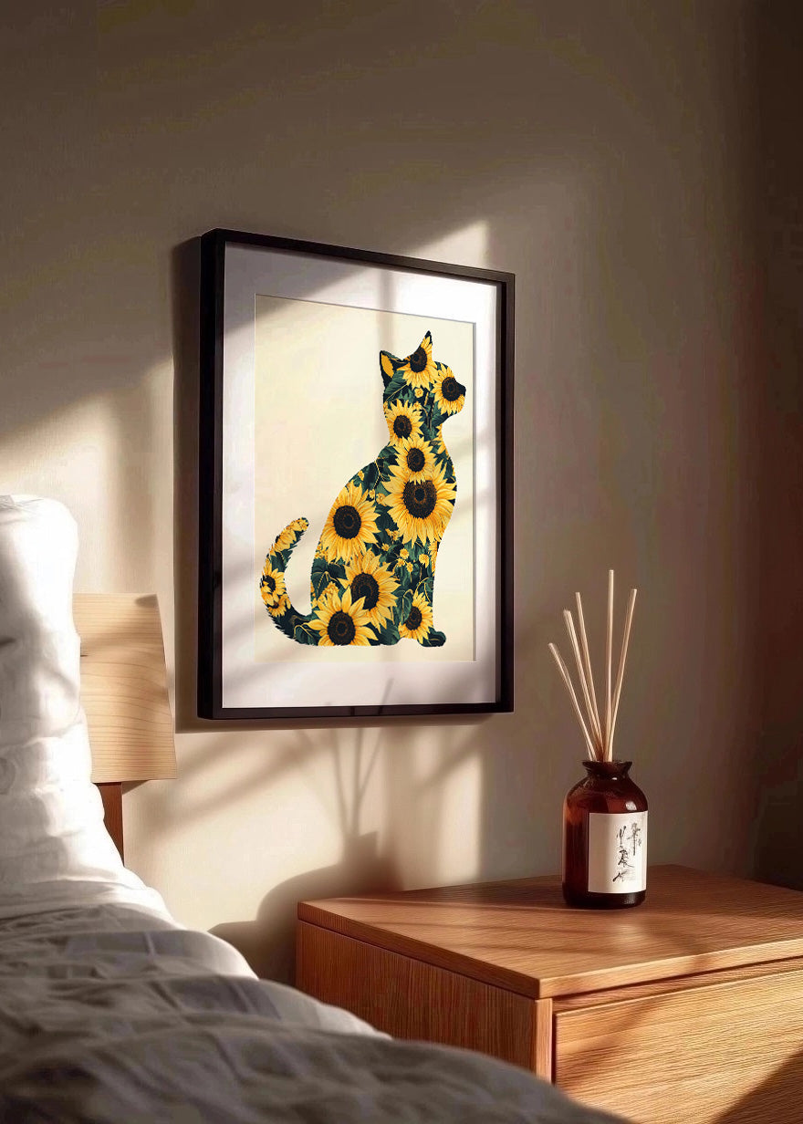 Cuadro ​Gatito hecho de girasoles