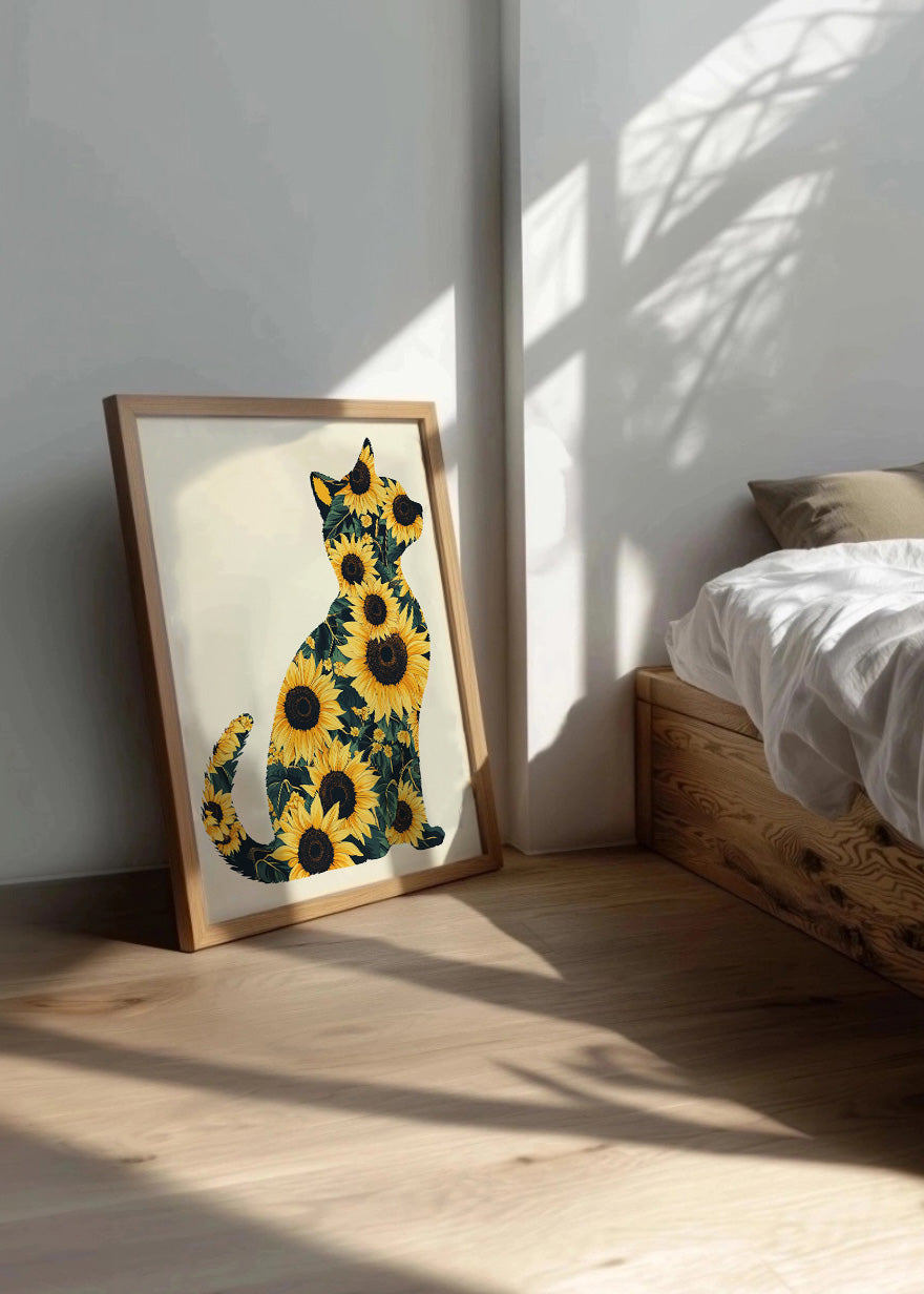 Cuadro ​Gatito hecho de girasoles