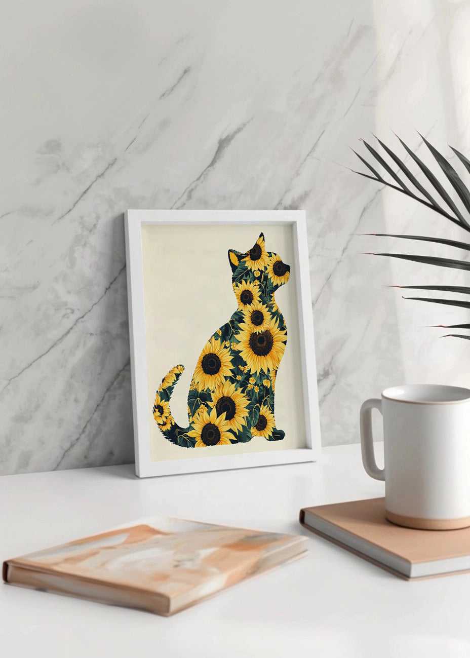 Cuadro ​Gatito hecho de girasoles