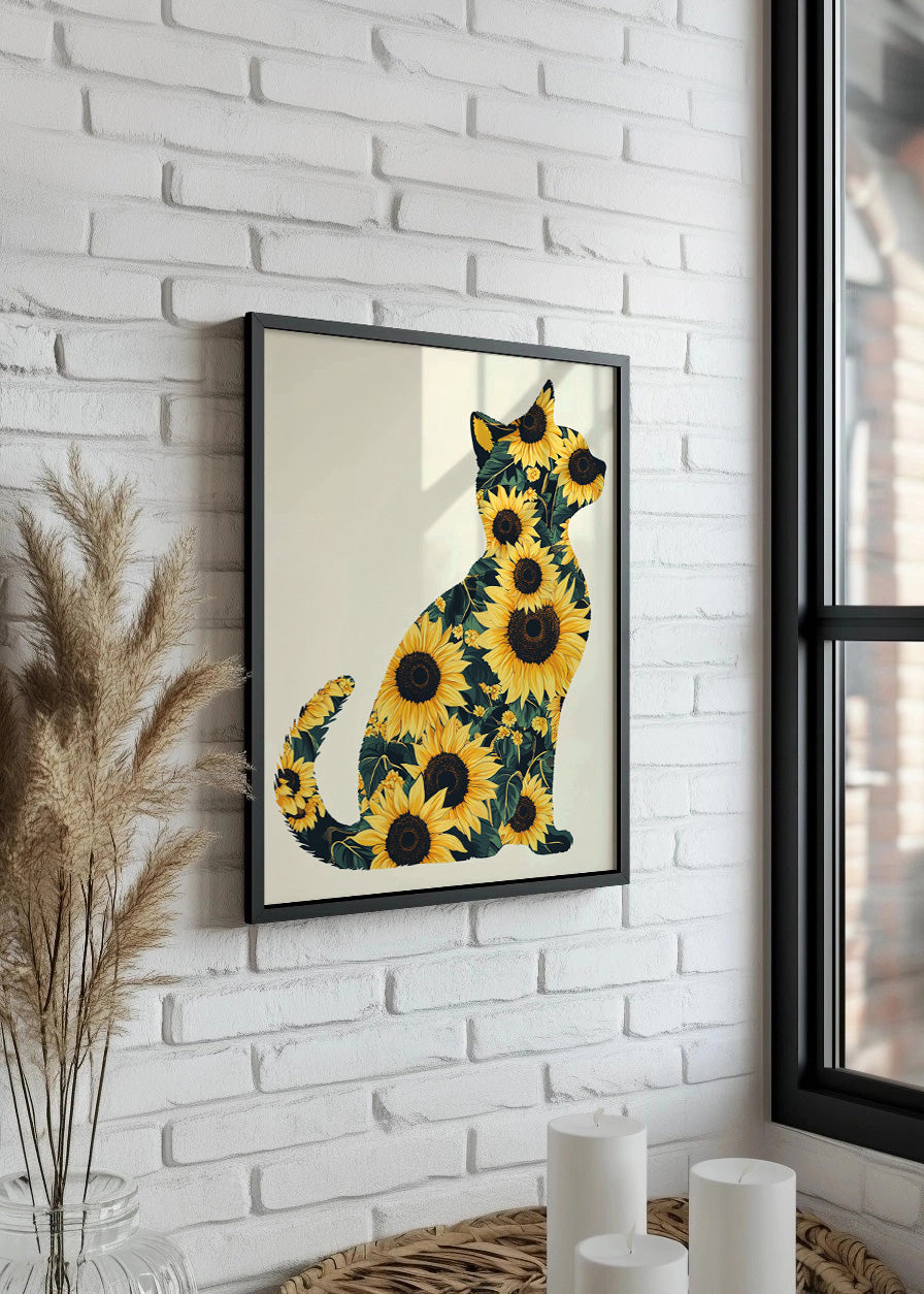 Cuadro ​Gatito hecho de girasoles