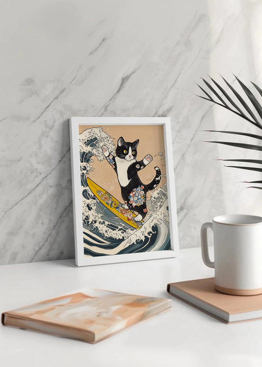 Cuadro ​Gatito surfeando