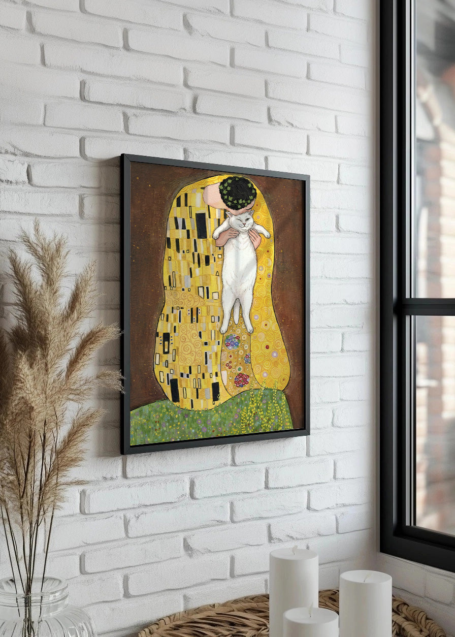 Cuadro Gato blanco parodia Klimt