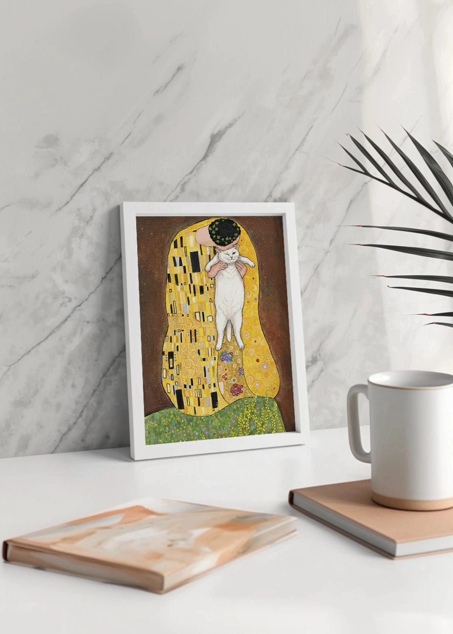 Cuadro Gato blanco parodia Klimt