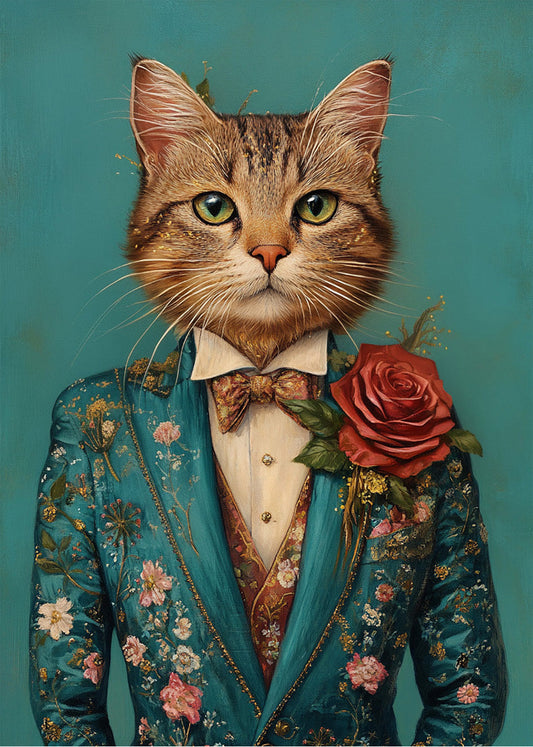 Cuadro Gato pardo vestido como persona con traje