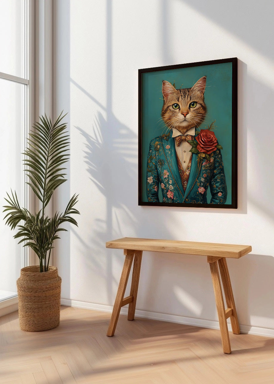 Cuadro Gato pardo vestido como persona con traje