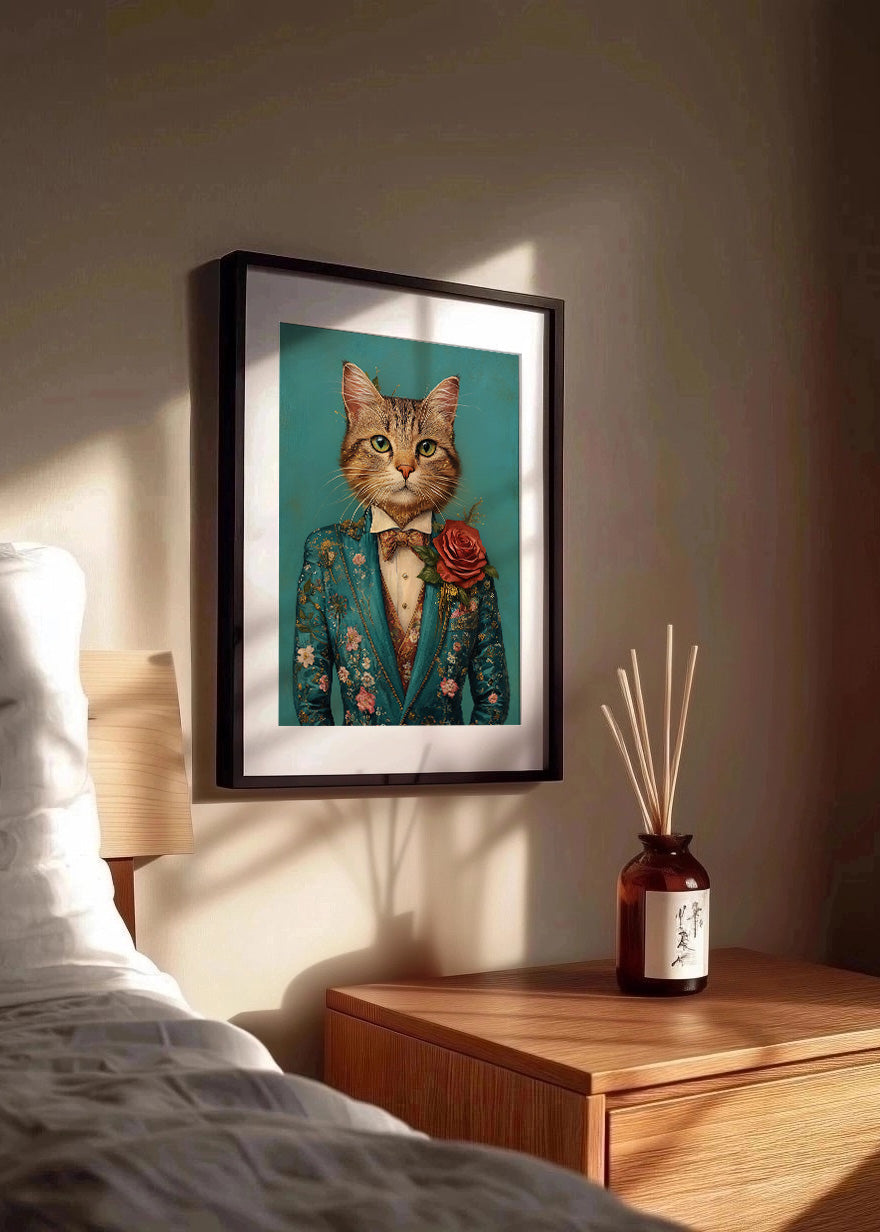 Cuadro Gato pardo vestido como persona con traje